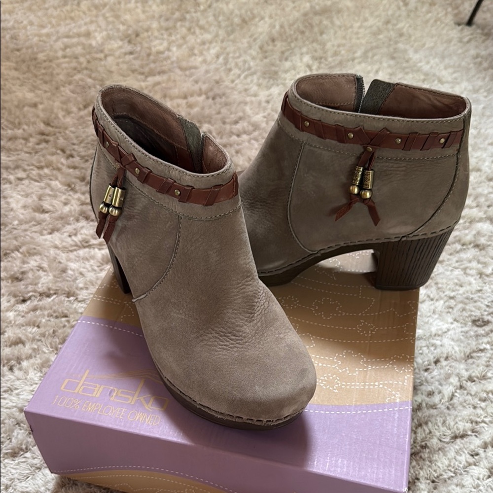 Dansko Tan Ankle Booties with Sophisticated Silhouette